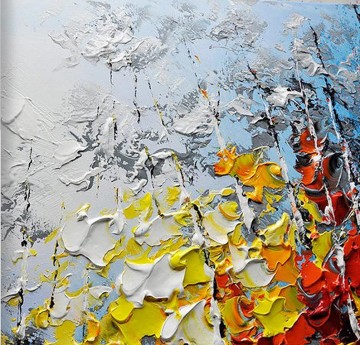 Art texture œuvres - Détail de la forêt colorée du ciel bleu par la texture du couteau à palette